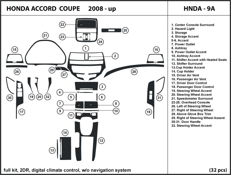 2011 Honda accord wood trim kit