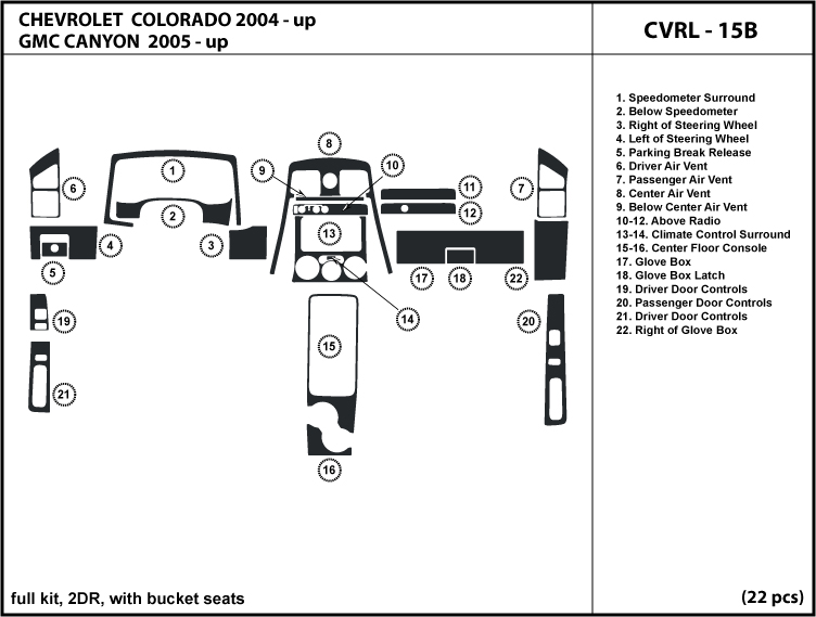 Dash Kit Trim For Chevrolet Colorado With Bench Seat 4 Doors